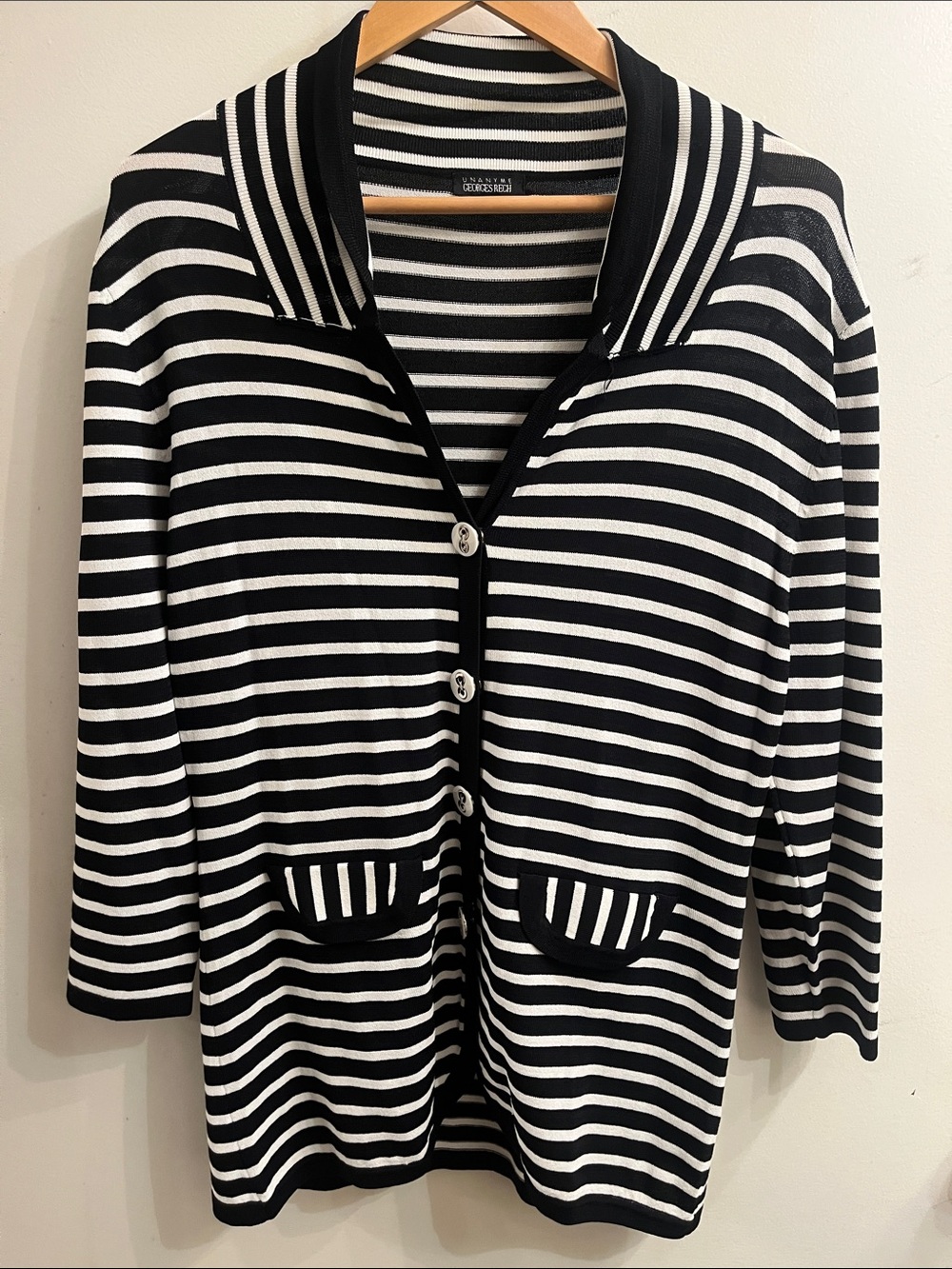 Black & White Striped Button Front Cardigan